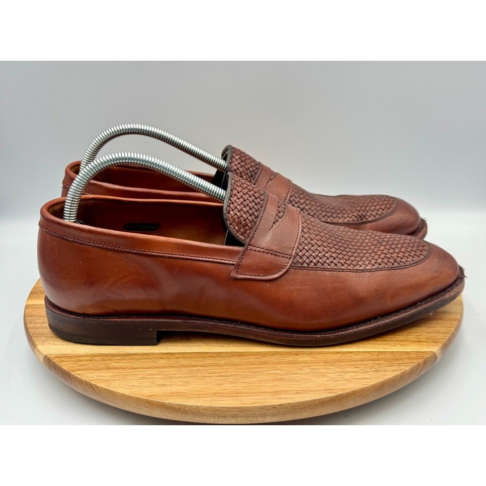 ALLEN EDMONDS Lake Bluff Basket Weave Men's Slip On Loafers Walnut Sz 10.5 D